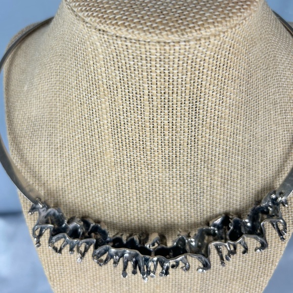 Kabana Horse Statement Necklace Vintage Sterling Silver 15 Horses Running - Picture 5 of 8